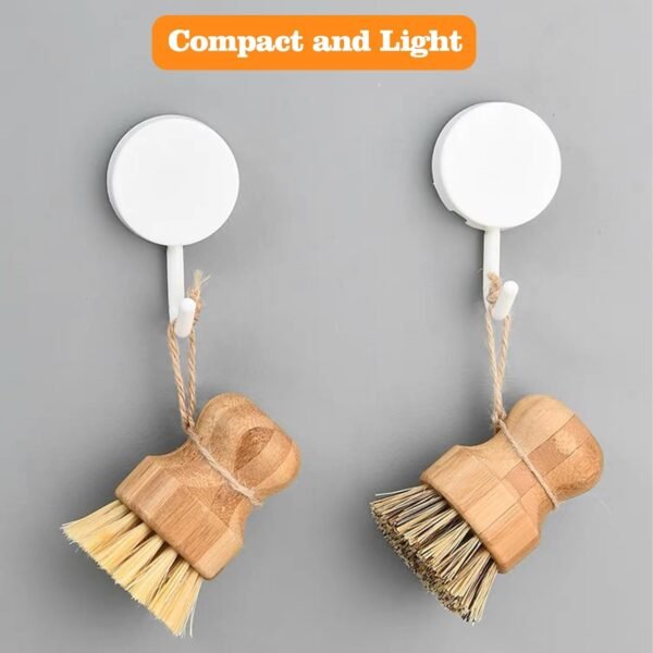2 Pack Round Wooden Dish Brush, Natural Fiber Scrub Brush Set, Durable Scrubber Cleaning Tools for Cleaning Vegetables, Pots and Pans - Image 5