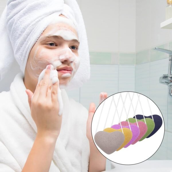 6 pcs Konjac Sponge, DaKuan Cordate Facial Sponges, Polychrome Face Sponges for Cleansing, Natural, Colorful, Gentle Exfoliation for Radiant Skin - Image 7