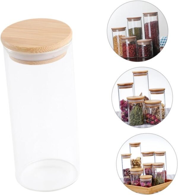 Ciieeo 2pcs Sealed Jar Mason Jar Food Jar Kitchen Canisters Sealed Food Canisters Coffee Bean Storage Jar Candy Containers Clear Containers Cookie Containers with Lids Tea Tins Can Glass - Image 5