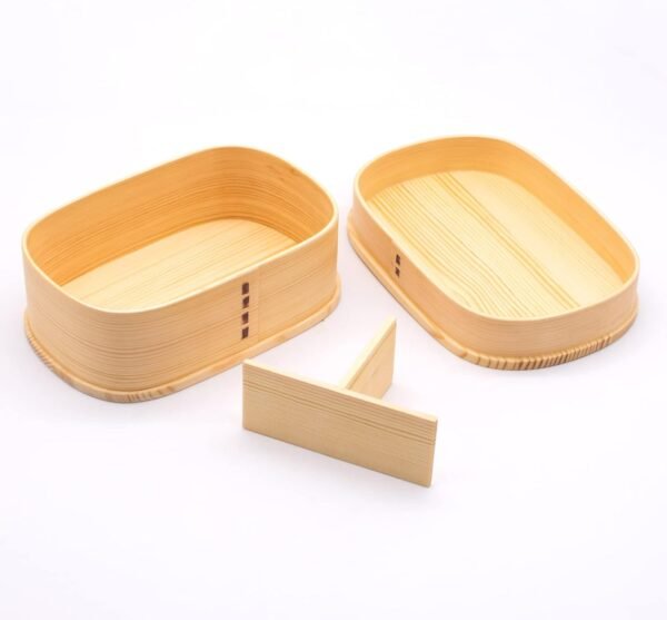 Bentowappa A-88-273615 Wooden Lunch Box, Approx. 7.5 x 5.1 inches (19 x 13 cm), Single Tier, Natural - Image 2