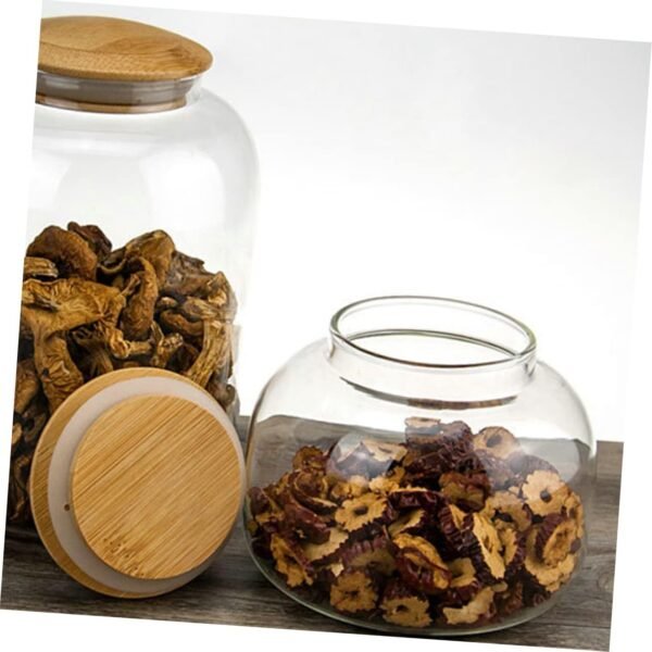 Candy Jar Food Containers Jars Cereal Container Candy Dish with Lid Clear Bins Serving Tray with Lid Storage Bins with Lid Bread Storage Container Flour Dispenser Snackle Wooden - Image 6