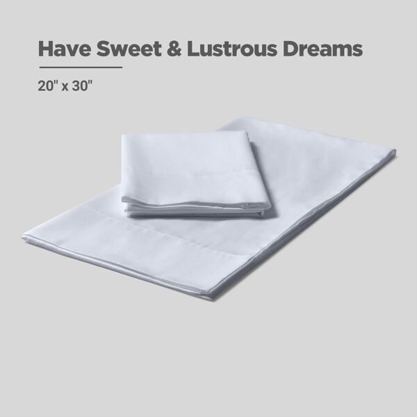 FABDREAMS 100% Organic Cotton Standard Size Pillow Case Set | Queen Size Pillow Case Set | Percale Weave | 300 Thread Count | GOTS Certified | Cool Crisp Breathable | 20" x 30" | White - Image 3
