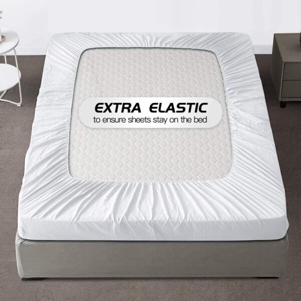 Premium Hotel Quality 800 Thread Count 100% Organic Cotton 1 Fitted Sheet Only, Soft Wrinkle Free Sheet Extra Deep Pockets Fits 12" to 16 Inch Mattress - Long - Staple (King, White) - Image 4