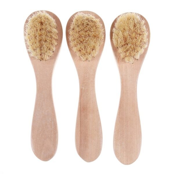Face Cleansing Brush for Facial Exfoliation, Natural Bristles Brush For Dry Brushing - Set of 3 Pack Wooden Handle Skin Cleaning Scrubbers for Men and Women - Image 2