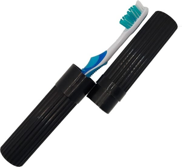 Black Toothbrush Covers & Soap Box Set - Matching Colors - Tooth Brush Cover Cap, Soap Dish Travel, Soap Dish Holder Travel - Plastic Portable Set with Cover - Image 5