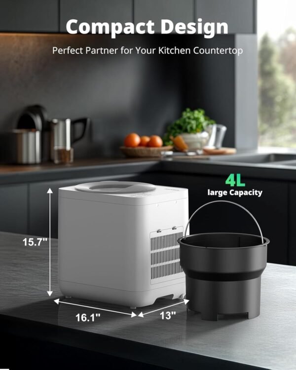 AIRMSEN 4L Electric Kitchen Composter 3-5H Rapid Composting, 320℉ Drying - Mill Composter Includes Serrated Blade and 2 Odorless Filter - Compost Bin for Indoor & Outdoor - White - Image 7