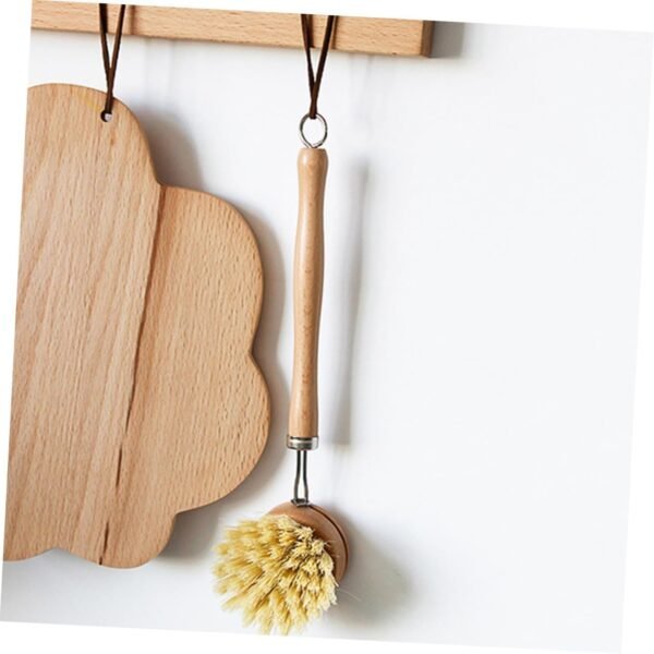 2pcs Wooden Handle Cleaning Brush Bowl Cleaning Brushes for Household Use Handle Pot Household Cleaning Natural Dish Scrubber Handled Dish Brush Pan Scrubber Beech - Image 5