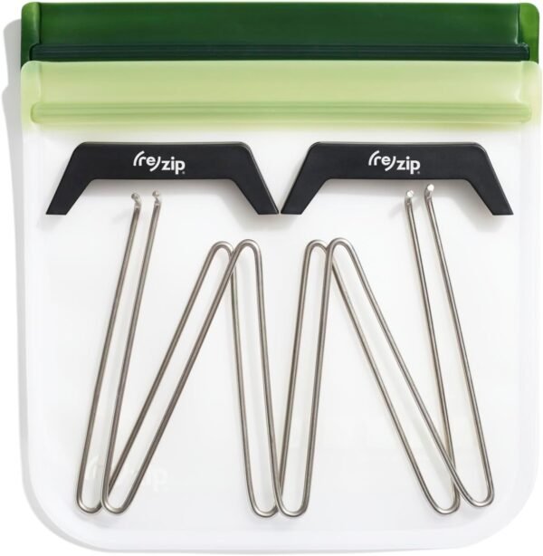 (re)zip Reusable Bag Drying Rack and Organizer | Includes 2 Reusable Leakproof Flat Lunch Bags | Wide Prongs for Drying, Vertical Storage for Easy Access | Disassembles for Effortless Storage - Image 7