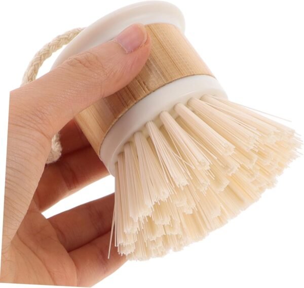 Dish Brush Wok Brush Dish Scrub Brush Pot Scrubber Dish Scrubber Brush Natural Dish Brush With Handle For Kitchen Cleaning Dishwashing Scrubbing Pots Pans White - Image 3