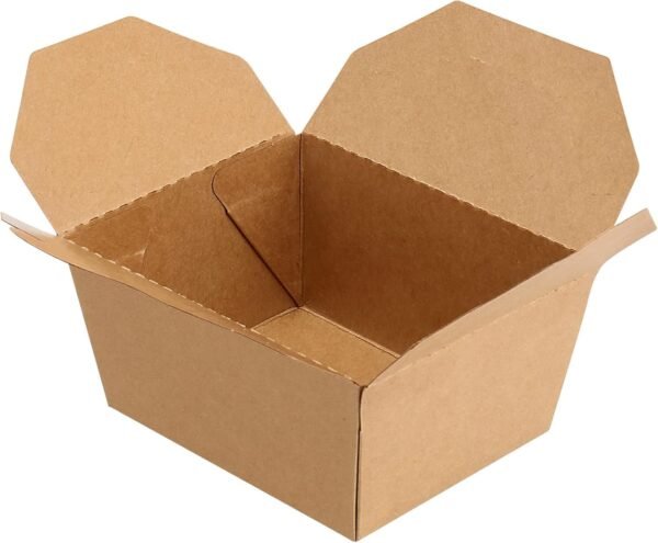 (Set of 50) 30oz Compostable Food Take Out Containers Disposable, Small Microwaveable Paper To Go Boxes, Grease Resistant Natural Kraft Cardboard Lunch Box, Takeout, Biodegradable, Eco-Friendly