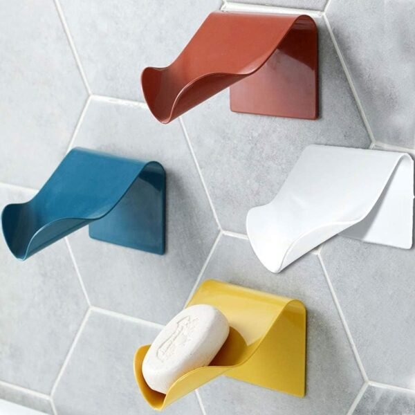 Soap Dishes for Bathroom, Simple Self Draining Bar Soap Holder Shower, 4 Pack Soap Saver, White, Blue, Brick Red, Yellow (4, White+Blue+Yellow+Red)