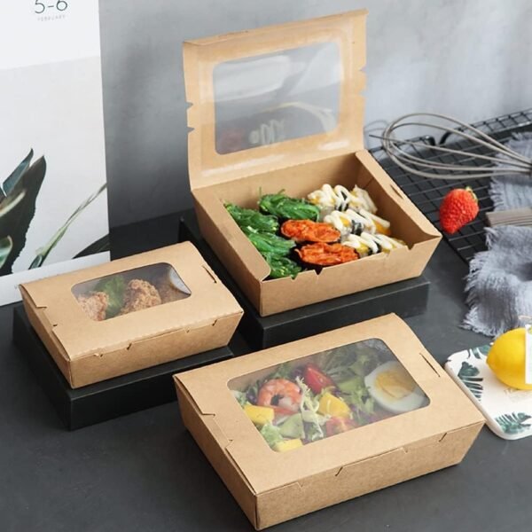 50 Pack Take Out Food Containers with Window, 40 Oz Disposable Brown Paper Food To Go Box Kraft Lunch Meal Food Boxes for Restaurant, Catering, Party, Concession Stand, Picnic - Image 5