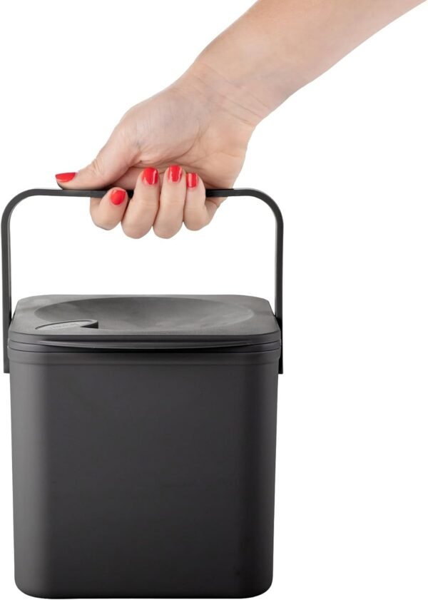 Minky Homecare Kitchen Compost Bin – Countertop Food Waste Caddy with Easy Wipe Clean Interior – Made in The UK - 3.5L (0.9 gal.) ECO Black - Image 8