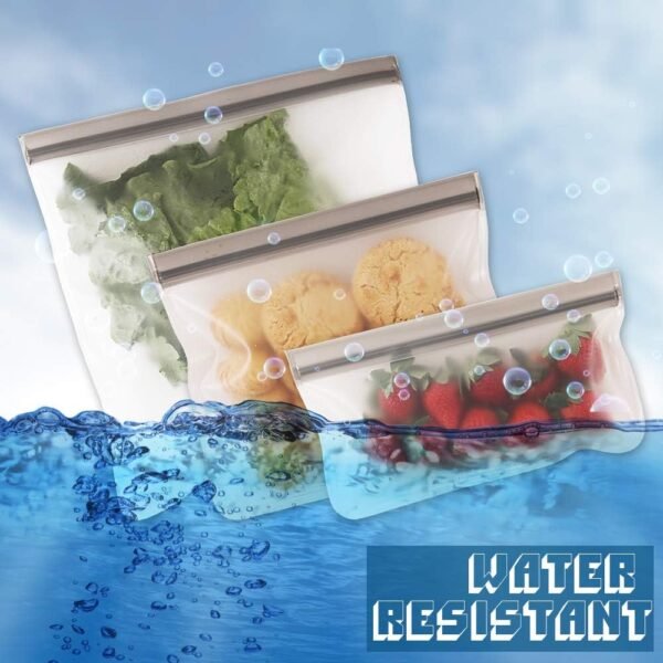 Reusable Gallon Freezer Bags, Ziplock Leakproof Reusable Gallon Bags for Marinate Meats, Fruit, Sandwich, Snack, 2 Gallon Bags + 4 Quart Bags + 4 Snack Bags - Image 3