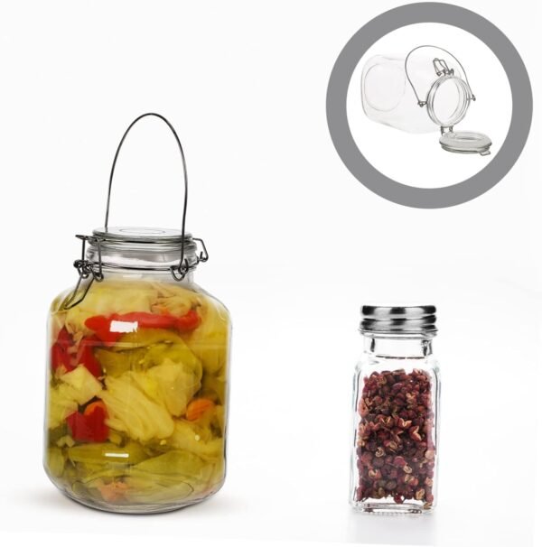 MAGICLULU Glass Storage Jar Storage Grain Jar Clear Storage Container Pickle Holder Storage Jar with Handle Cereal Containers Kitchen Food Storage Container Kimchi Container Jars - Image 4