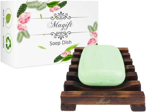 Soap Dish Holder, Bathroom Wooden Soap Case, Sink Deck Bathtub Shower Dish, Rectangular, Hand Craft, Natural Wooden Holder for Soap, Sponges, Scrubber (3 Pack soap Dish)