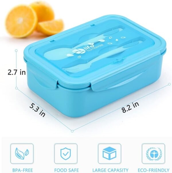 LOVINA Bento Boxes for Adults - 1100 ML Bento Lunch Box Container For Kids With Spoon & Fork - Durable Perfect Size for On-the-Go Meal, BPA-Free and Food-Safe Materials(Blue) - Image 3