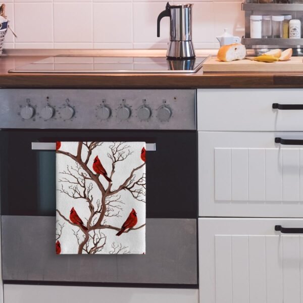 Winter Birds Cardinal Christmas Decor Kitchen Dish Towels Set of 2, Ultra Soft Absorbent Tea Towels Hand Drying Baking Cooking Cloth for Kitchen Decor - Image 5