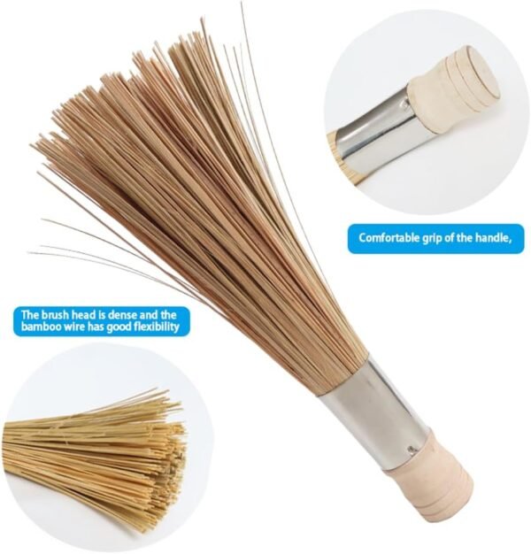 LSZSSJ9.84-inch Natural Bamboo Brush Kitchen Cleaning Brush, Used to Clean Grills, Pans, and stoves, Without damaging The Surface, 2 Bamboo Brushes - Image 7