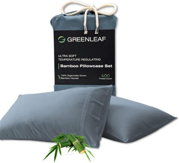GREENLEAF King Pillow Cases Set of 2 | Ultra-Soft Pillow Covers | Envelope Closure | Organically Grown | 100% Viscose Derived from Bamboo Pillowcase | Breathable & Cooling Pillow Cases, Ocean Blue