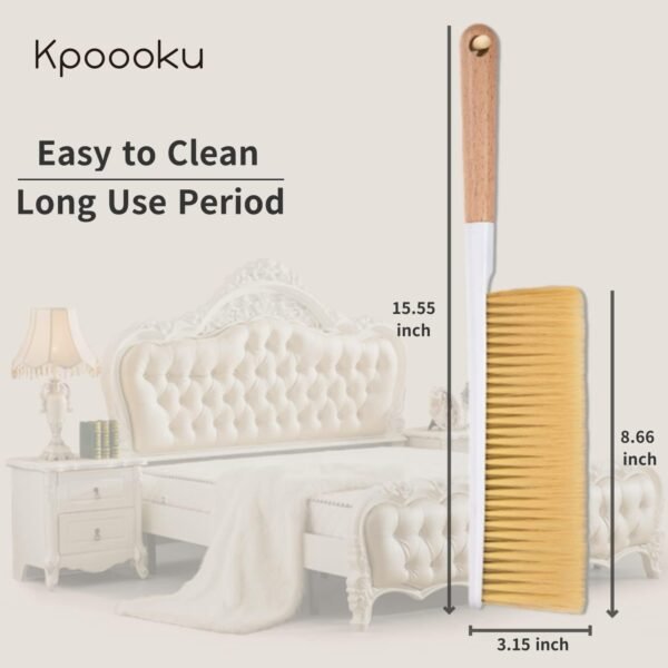 Hand Broom Cleaning Brushes- Soft Counter Duster Furniture Dusters Brush with Long Wooden Handle Household Dusting Tool (1 - Image 8