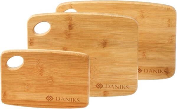 Daniks 100% Organic Bamboo Cutting Board Set of 3 for Kitchen | Heavy Duty Wood Chopping Board | Extra-Thick Cutting Board for Serving, Meat and Veggies (S, M, L) - Image 9