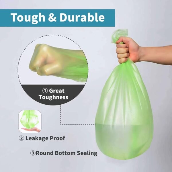 Biodegradable Trash Bags - 13 Gallon Durable Garbage Bag, Pack of 60, Perfect for Tall Trash Cans Green Thicken Recycling Bin Bags for Kitchen, Bathroom, Camping, Office, Car - Image 4