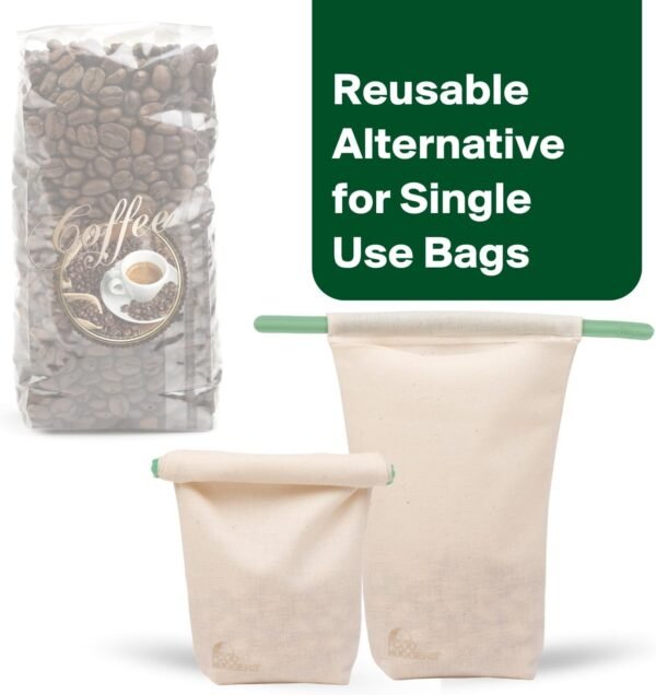 Food Huggers Sustainable Coffee Storage| Bulk Bean Bag | Eco-Friendly, Zero-Waste | BPA-Free, Dishwasher Safe Silicone | Ideal for Groceries, Food | Reusable, Large (1pc) - Image 5