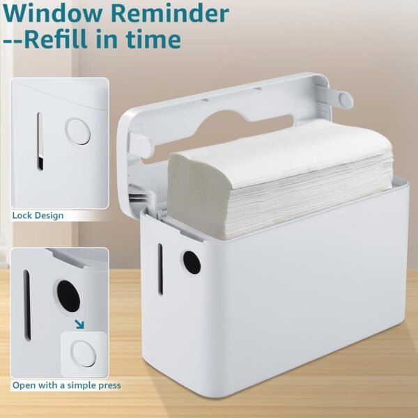 Paper Towel Dispenser Countertop, Modunful Bathroom Hand Towel Dispenser Commercial Multifold Trifold Paper Towels Dispenser for Home Kitchen Restaurant(White) - Image 4