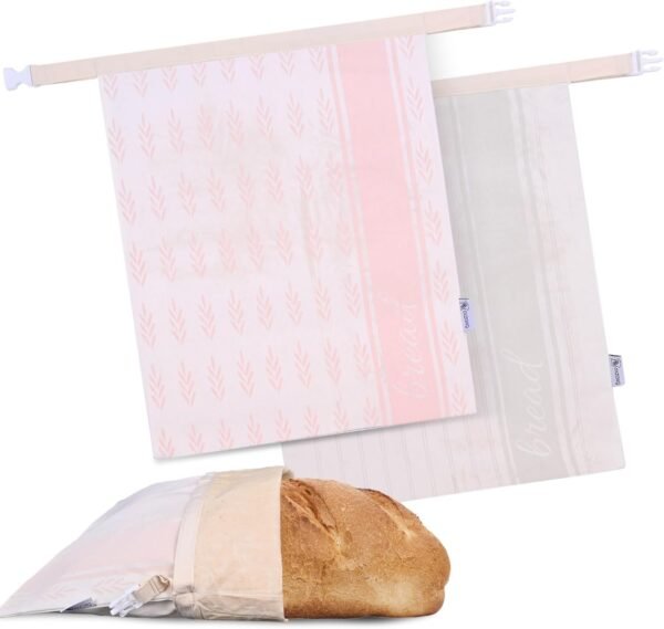 Reusable Bread Bags for Homemade Bread, 2 Pack Cotton Beeswax Bags for Sourdough Bread, XL Bread Storage Bag
