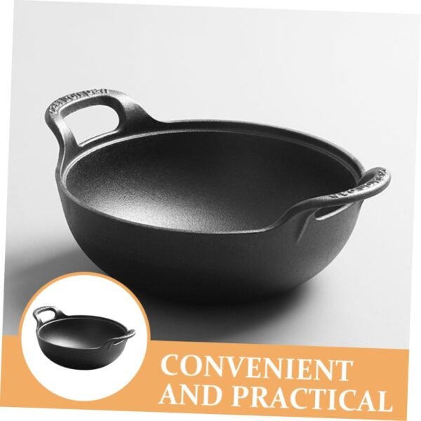 Outdoor Cast Frying Pans Chafing Dish Griddle Pan Fondue Pot Deep Frying Pan Camping Cookware Practical Stockpot Frying Cooking Pot Camping Pot Black - Image 8