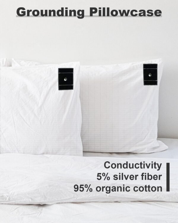 Grounding Pillowcase with Organic Cotton and Silver Fiber-20x30in Grounding Pillowcase with 15 Feet Grounding Cord for Better Sleep Reduce Anxiety (White)… - Image 3