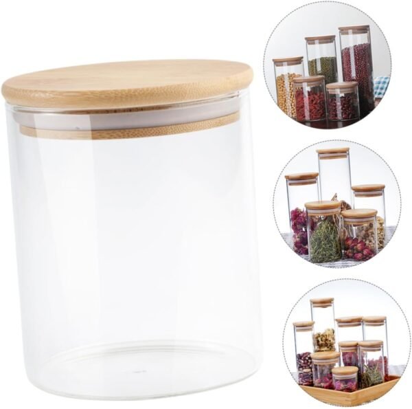 MAGICLULU 2pcs Sealed Jar Candy Container Snack Containers Airtight Food Storage Test Tubes with Lids Bar Condiments Container Clear Glass Storage Jars Glass Candy Pot Food Storage Jar Wood - Image 9