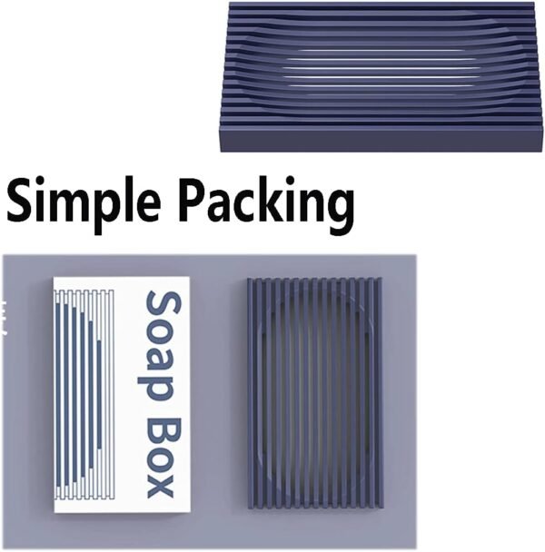 Shower Soap Dish, Silicone Soap Dish with Drain Self Draining Bar Soap Holder/Saver for Bathroom Shower and Kitchen, Flexible and Durable Soap Tray, Easy to Clean(2PCS) (Navy) - Image 6
