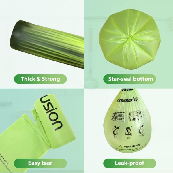 Compostable Trash Bags 21 gallon,20 Count,Extra Thick 1.28 Mills,Fits13-25 gallon trash can, Extra Strong and thick,Compostable Lawn & Leaf Yard Waste bags,ASTM D6400,Bpi Certified - Image 4