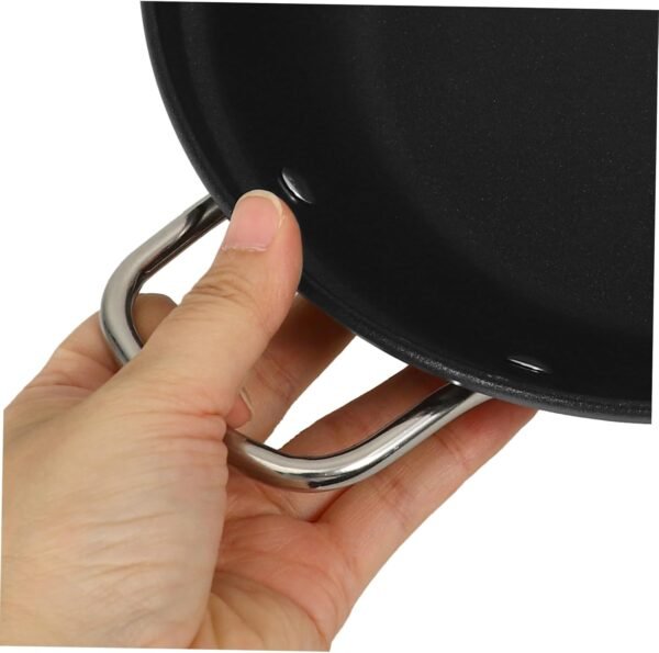 Ciieeo Large Capacity Shallow Soup Hot Pot Frying Pans Stove Top Griddle Oven Steel Pans for Cooking Dish Drying Rack Fryer Griddle Pans Shallow Cookware Deep Frying Pot Steel Wok Iron - Image 4