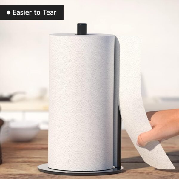 Paper Towel Holder Black Kitchen Roll Holder, Premium Stainless Steel Paper Towel Holder for Kitchen Roll Organize, Countertop Roll Dispenser with Weighted Base - Image 2