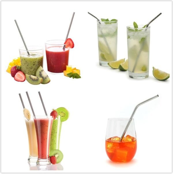 Reusable Stainless Steel Drinking Straws, 20 Pcs 4 Size - 6.3'' 7.1'' 8.5'' 10.5'', Long Short Smoothie Drinking Straight Straws With 2 Brushes and Carry bag, Fit for 20/30 oz Tumblers - Image 8
