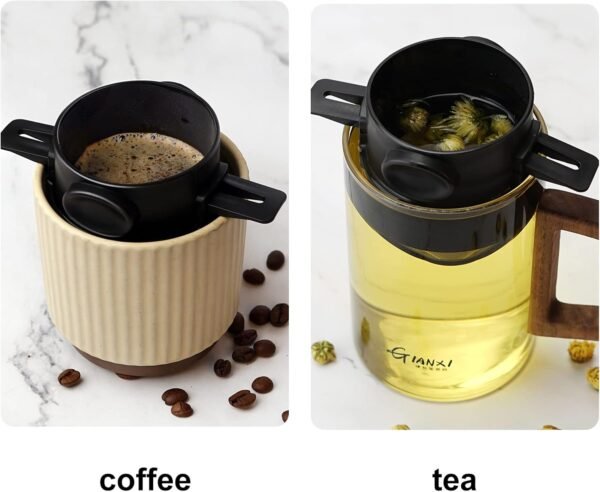 Pour Over Coffee Dripper, Reusable Stainless Steel Pour Over Coffee Filters, Easy to Clean Camping Coffee Filter, Portable Collapsible Coffee Maker, Paperless Travel Coffee Makers - Image 4