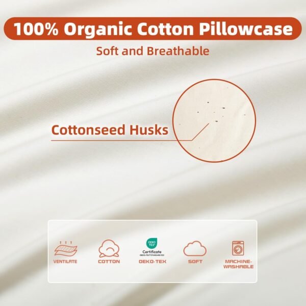 USlixury Buckwheat Pillow - Adjustable Buckwheat Bolster Pillow 17"X4", Buckwheat Neck Roll Pillow for Firm Support, Cooling Cylinder Pillows for Side, Back Sleepers, with an Extra Organic Pillowcase - Image 4