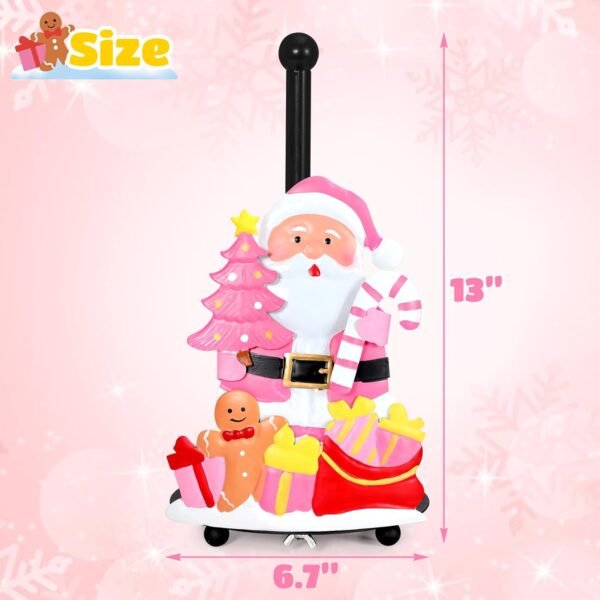 Qmetalart Pink Santa Claus Paper Towel Holder – Festive Christmas Paper Towel Stand, Holiday Tabletop Décor, Large Paper Towel Stand for Pink Christmas Kitchen & Bathroom Décor - Image 2