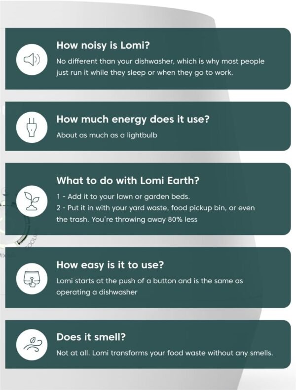 Lomi 1.3 – 3L, Electric Composter (45 Cycles), World’s First Smart Waste That Turns Waste into Natural Fertilizer with a Single Button, Indoor Compost - Kitchen Food Recycler (White, Lomi 1.3) - Image 5