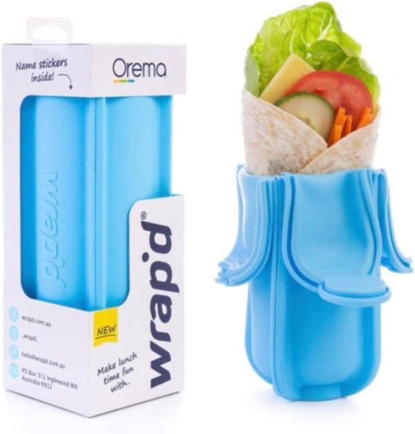 Blue Wrap'd Reusable Silicone Lunch Burrito Flatbread Wrap Holder Container Alternative to Beeswax Wraps Cling Wrap