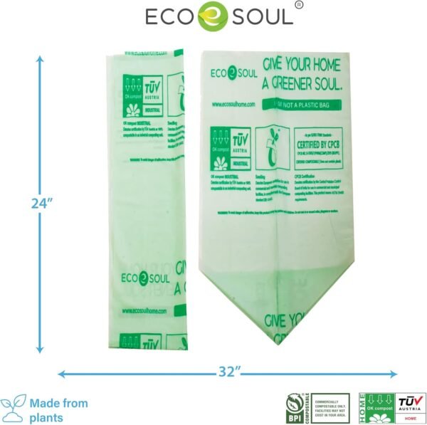 ECO SOUL 100% Compostable Trash Bags | Biodegradable Eco-friendly Bio Bags for Garbage Bins | Heavy Duty & Leak-Resistant | Home, Office & Kitchen Use | 13 Gallon | Set of 25 - Image 3