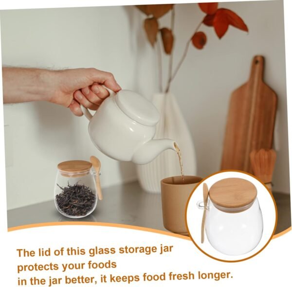 MAGICLULU Glass Jar Creamer Multi-function Canister Container Hourglass Pickle Jar Tray Kitchen Storage Jars Household Storage Canister Bell Mason Jars for Canning Household Canister Wood - Image 5