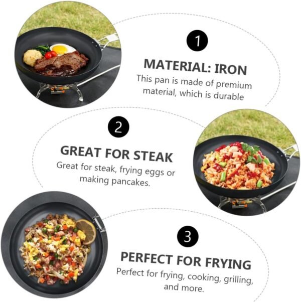 9 Frying Pan Outdoor Cooking Stove Mini Wok Induction Pans Omelette Fry Pan Frypan Egg Cooker Pan Saucepan Broiler Pan for Oven Stove Grill Pan Outdoor Cookware Non Food Black Iron - Image 8