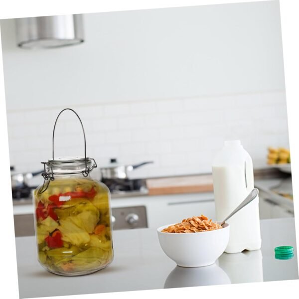 MAGICLULU Glass Storage Jar Storage Grain Jar Clear Storage Container Pickle Holder Storage Jar with Handle Cereal Containers Kitchen Food Storage Container Kimchi Container Jars - Image 5