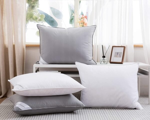 Goose Down Feather Pillows Hotel Collection Bed Pillow for Sleeping,100% Cotton Fabric, Good for Side and Back Stomach Sleeper Standard Size (1 Pack, White) - Image 6