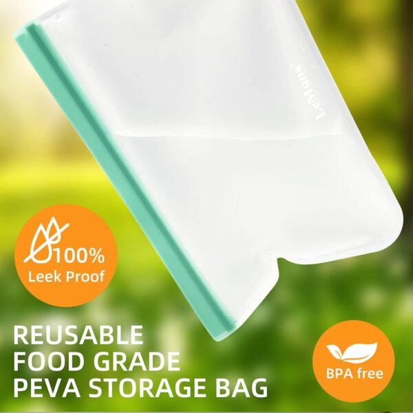 LeMuna 12 Pack Reusable Food Storage Bags with Baggy Rack (4 Gallon Freezer Bags, 4 Reusable Sandwich Bag, 4 Reusable Snack Bags), Food Grade Reusable Freezer Bags BPA Free, PEVA Leakproof - Image 3