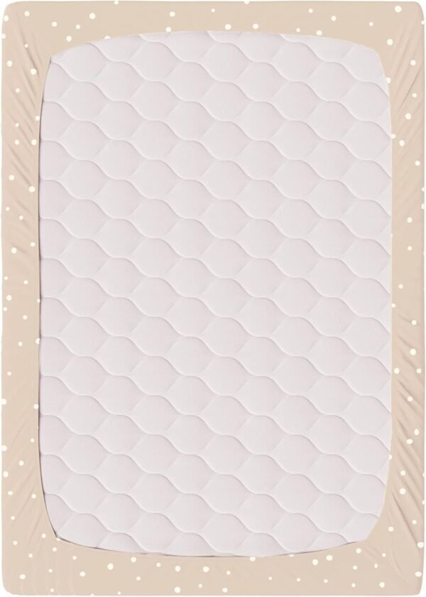 Makemake Organics Organic Playard Sheet GOTS Certified Organic Cotton Pack and Play Playpen Pack n Play Fitted Sheets Mini Crib Portable Breathable (26"X39", Polka Dots) - Image 5